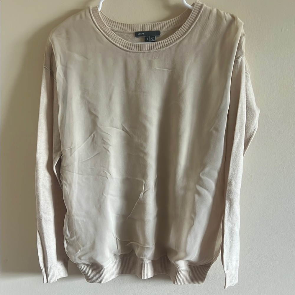 VINCE Women's Soft Beige Crew Neck Sweater